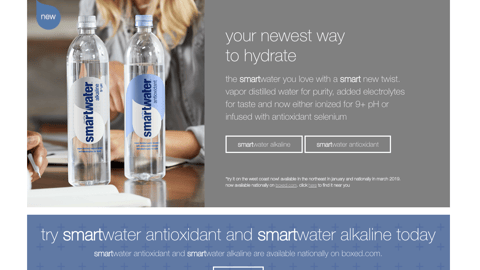 Smartwater 'Newest Way to Hydrate' Web Page